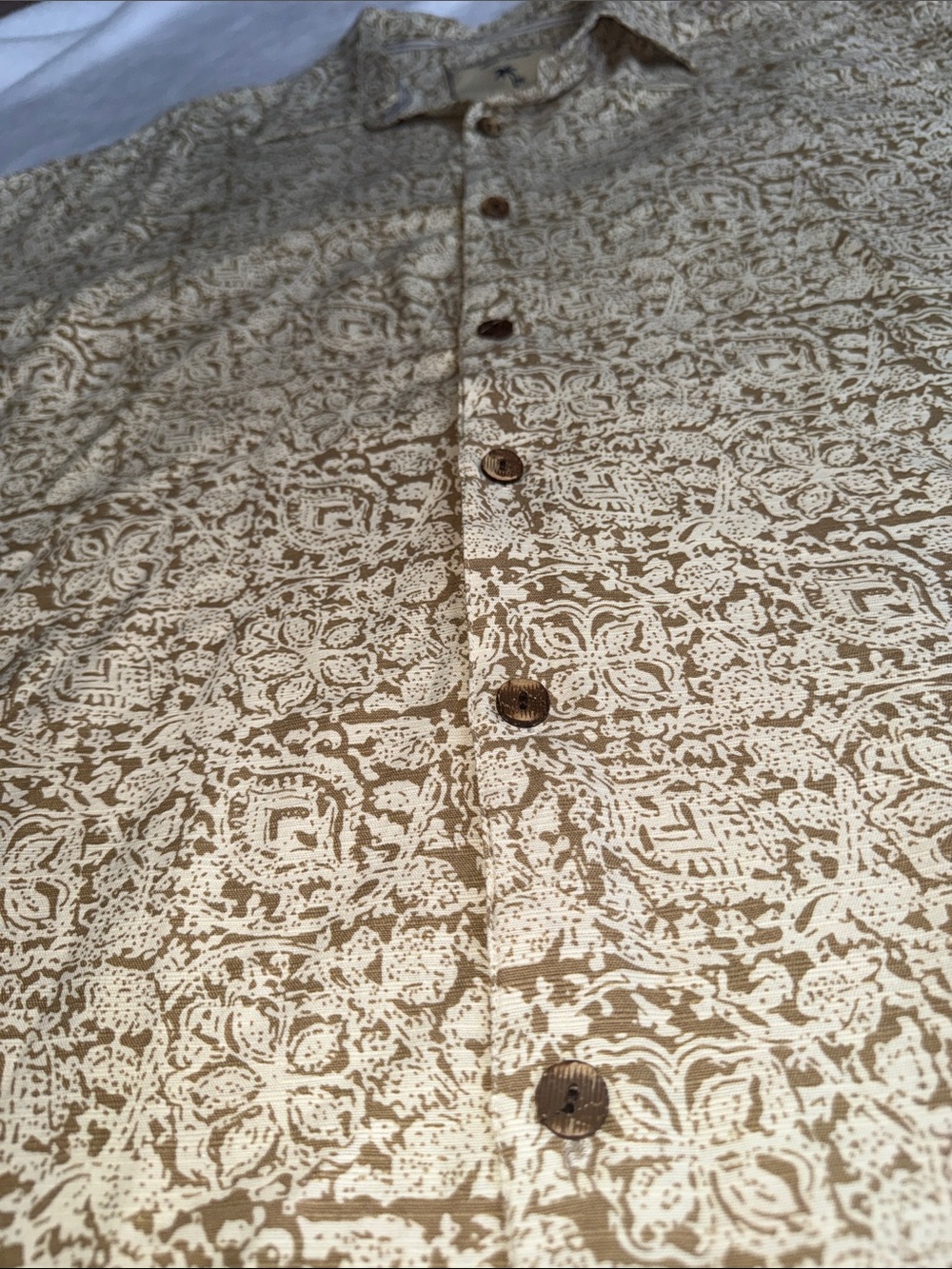Island Republic Cream and Brown Patterned Short-Sleeve Button-Down Shirt - Picture 6 of 9